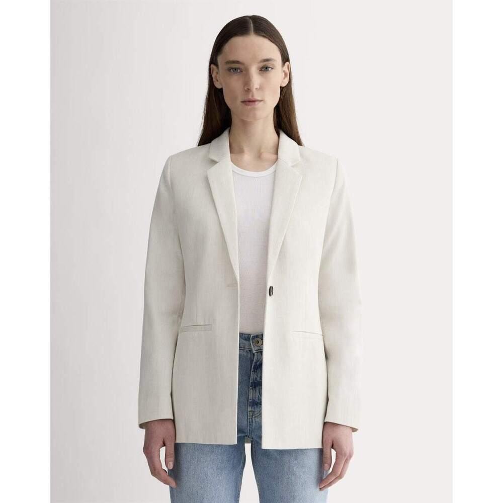 Everlane Women's Relaxed Blazer in Buttersmooth in Heathered Oat, Size 0, Denim